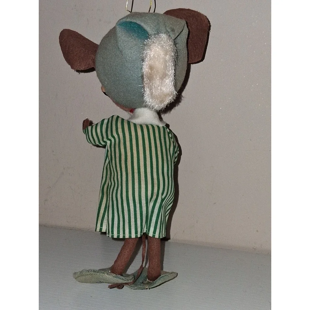 Vintage Made in Japan Felt Mouse Christmas Ornament Figure 8